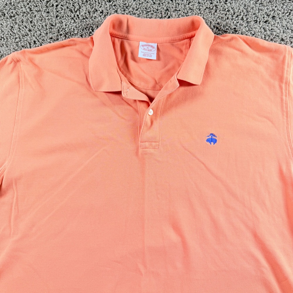 Brooks Brothers Performance golf Polo XL Shirt peach Cotton Logo office spring‎